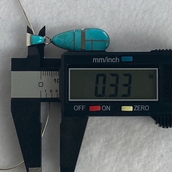 Sterling Silver Inlay Turquoise Teardrop Pendant n - Picture 12 of 14